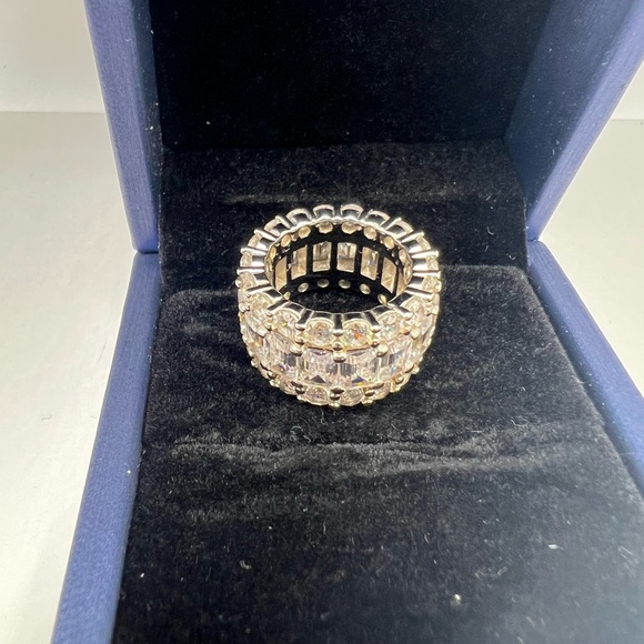 Women’s Ring Triple Row Italo Sterling Silver Created EternityBand Size 6 925 - Picture 16 of 16